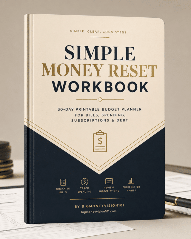 Simple Money Reset Workbook 30-Day Printable Budget Planner cover
