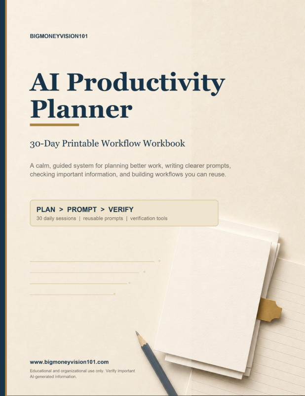 AI Productivity Planner 30-Day Printable Workflow Workbook cover