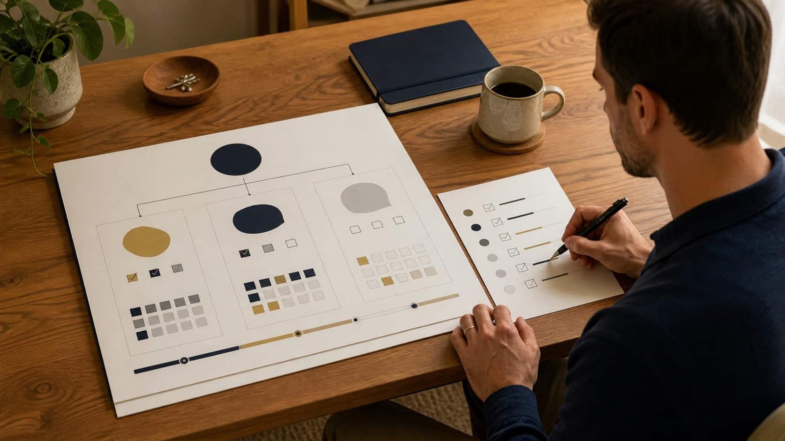 Ninety-day goal plan connected to milestones and weekly reviews.