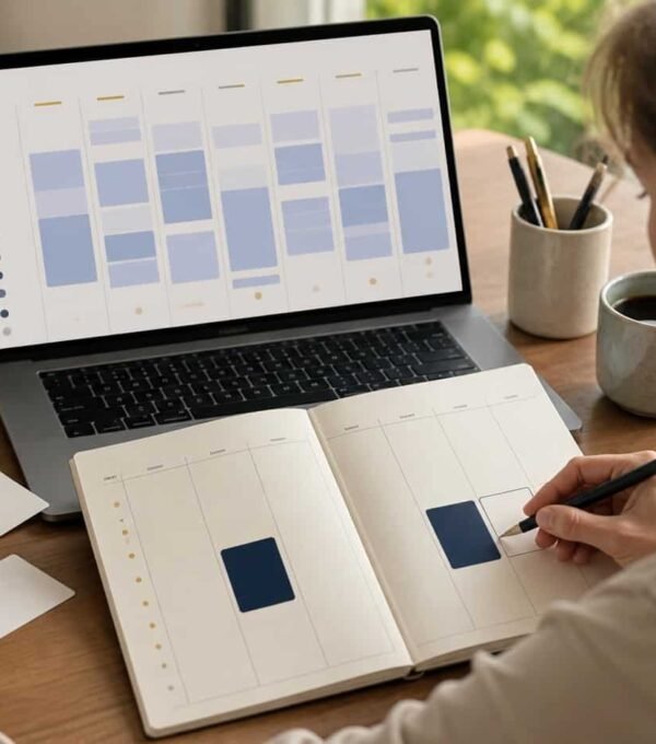 Person reviewing a weekly plan alongside an AI assistant suggestion.