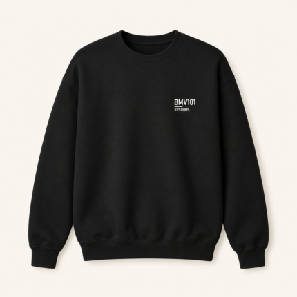 BMV101 Editorial Systems Crewneck, Black or Navy, Unisex Heavyweight Sweatshirt