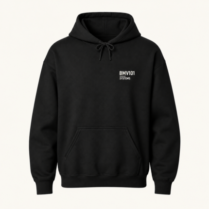 BMV101 Editorial Systems Pullover Hoodie, Black or Navy, Unisex Heavyweight Hoodie